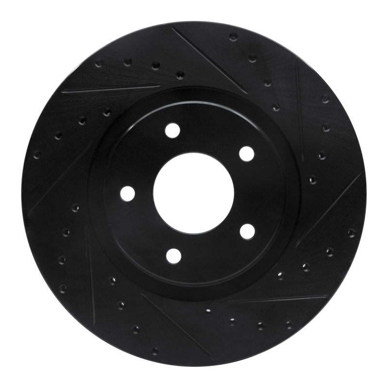 Jaguar XKR Brake Rotor (1) - Front Right - R1 Concepts - Drilled & Slotted - Black - `98-`06